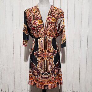 Cristina Love XL Dress Black Paisley Festival 60s 70s Indie Retro Whimsigoth Mod